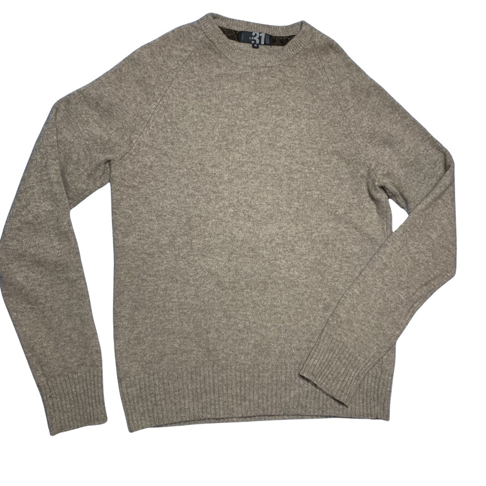 Le31 100% Wool Beige-Brown Raglan Sleeve Sweater